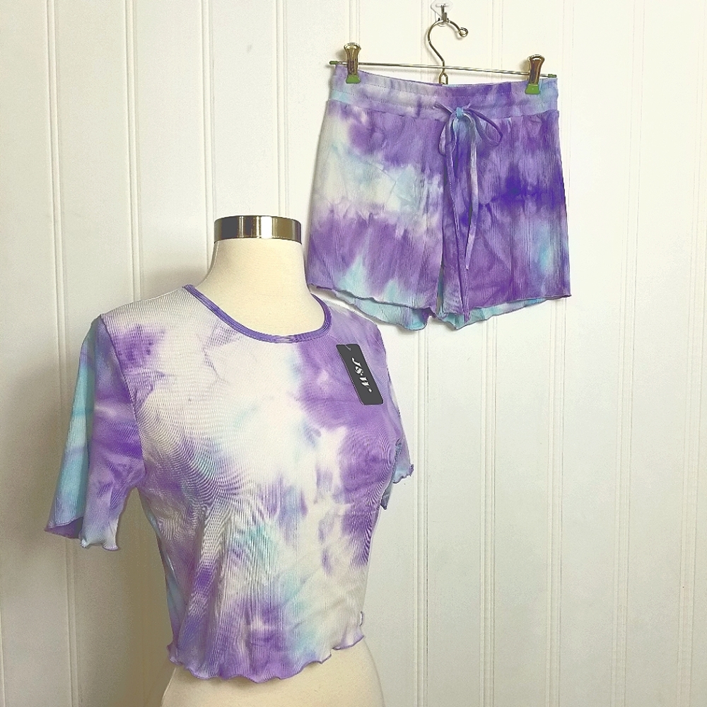 Womens Tie Dye Shorts Set. 2 peice - Picture 1 of 7
